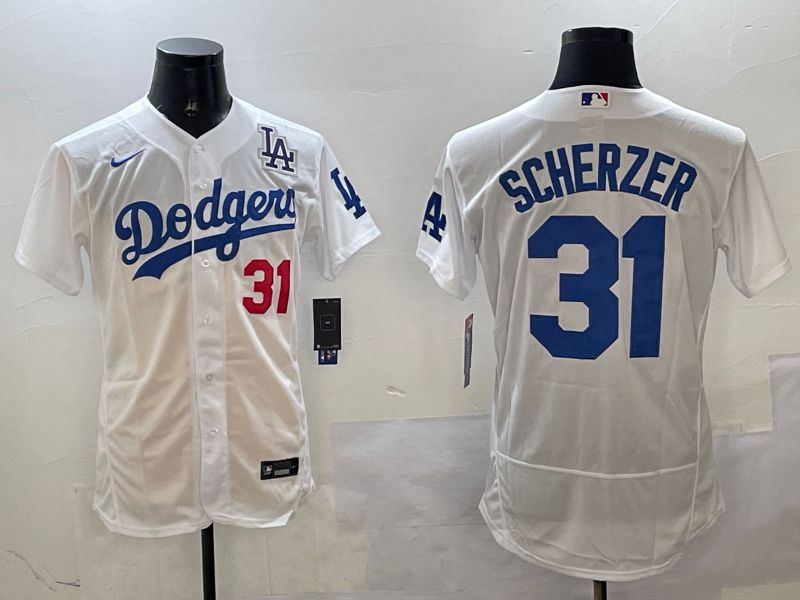 Men Los Angeles Dodgers 31 Scherzer White Elite 2025 Nike MLB Jersey style 3205